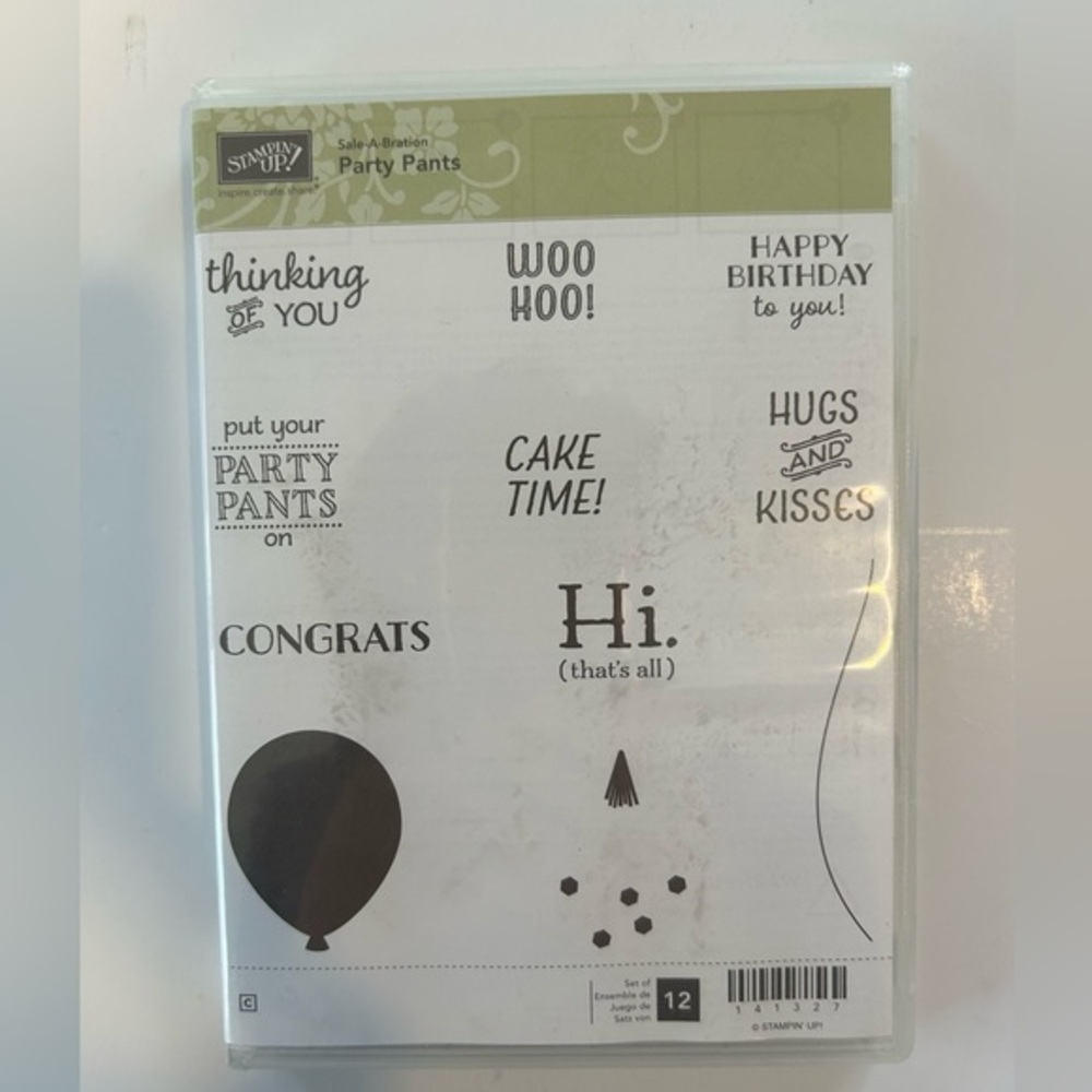 STAMPIN UP RETIRED PARTY PANTS CLEAR MOUNT STAMP SET BRAND NEW